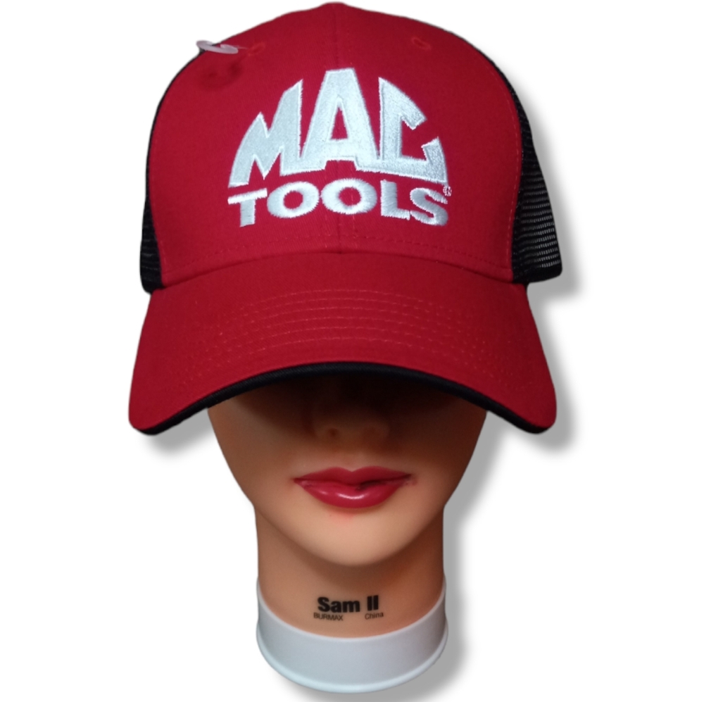 MAC TOOLS embroidered Red Black Trucker mesh ball cap Adjustable Velcroback hat.